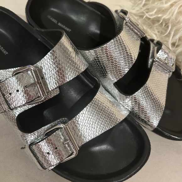 Isabel Marant Lenyo Silver snake effect slides - Size 7 US - Picture 4 of 14